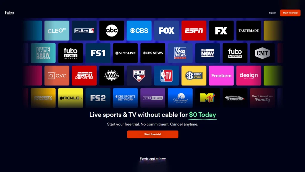 Fubo TV Home Page