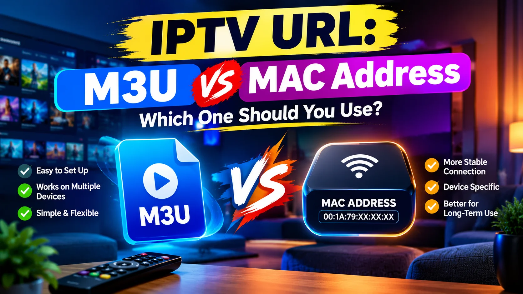 IPTV URL M3U vs MAC address comparison showing which one you should use