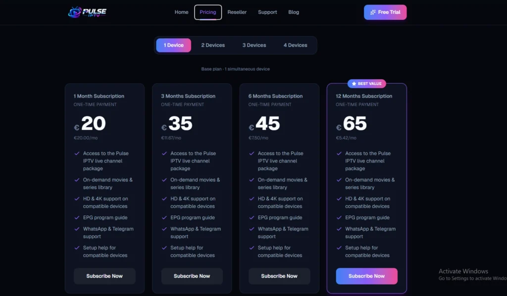 Pulse IPTV Pricing