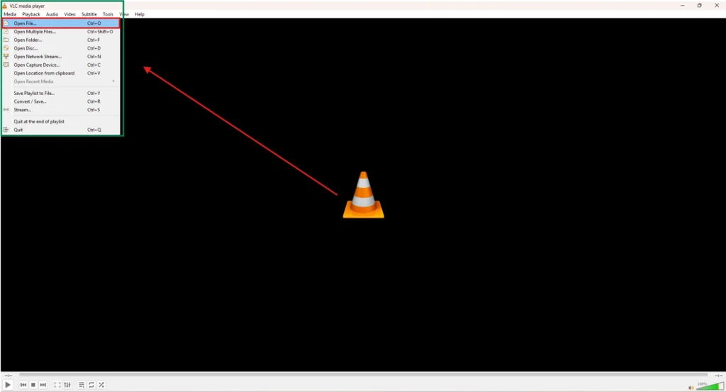 Screenshot of VLC Media Player showing the Media menu with the Open File option highlighted to add an adult M3U file
