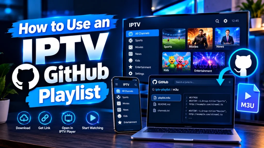 How to use an IPTV GitHub playlist - download M3U file and stream on IPTV player