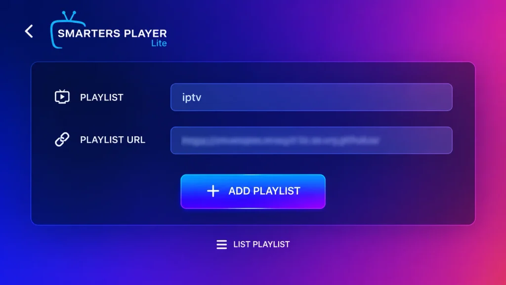 IPTV Smarters pro Playlist